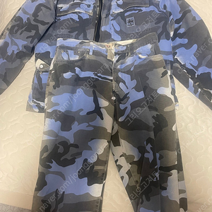 Stussy Spray Dye Canavas Blue Camo 상하의 세트팝니다 (스투시 블루 카모)