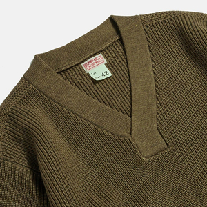 브론슨 미공군 a-1 스웨터 USAAF Type A-1 V-neck Mechanics Sweater Olive사이즈XL