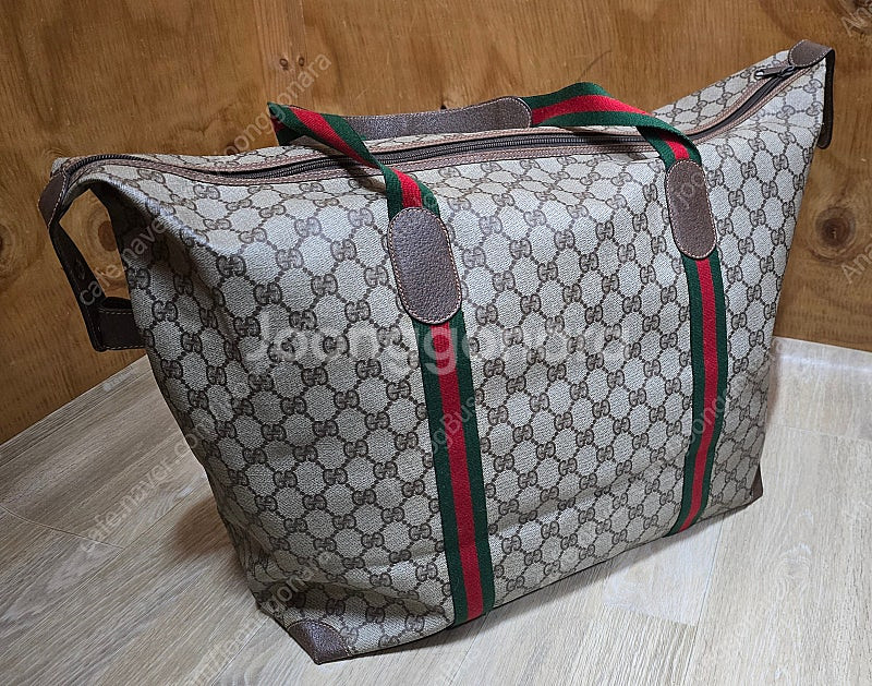 정품 구찌 Gucci 삼선 PVC GG 보스턴백--3