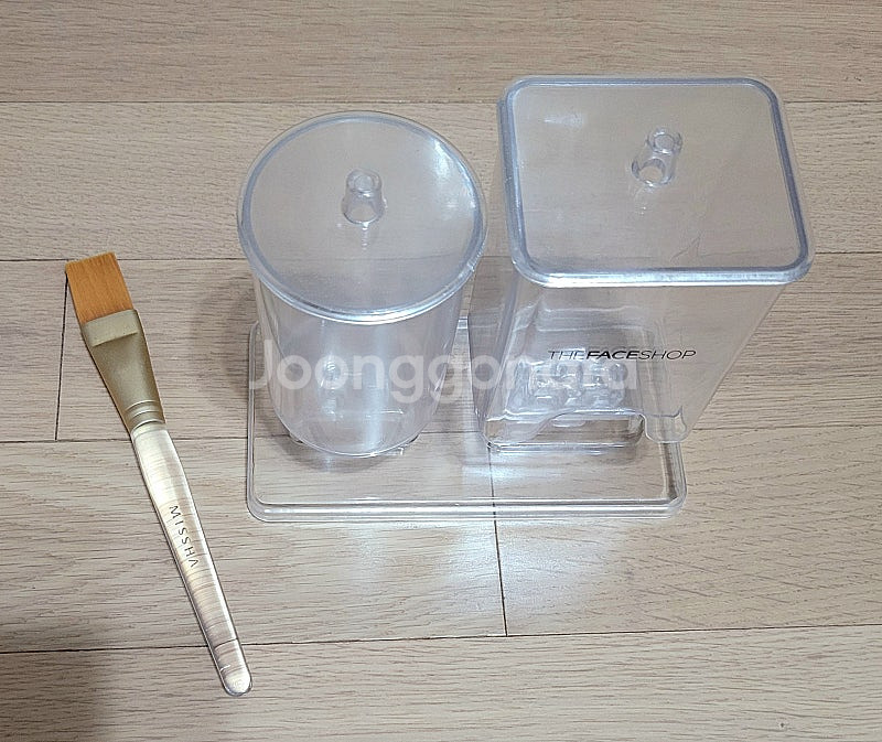 화장솜 면봉 2구 투명 보관함+ 미샤 투명붓 드림--0