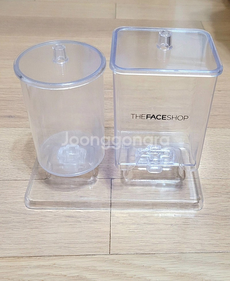 화장솜 면봉 2구 투명 보관함+ 미샤 투명붓 드림--2