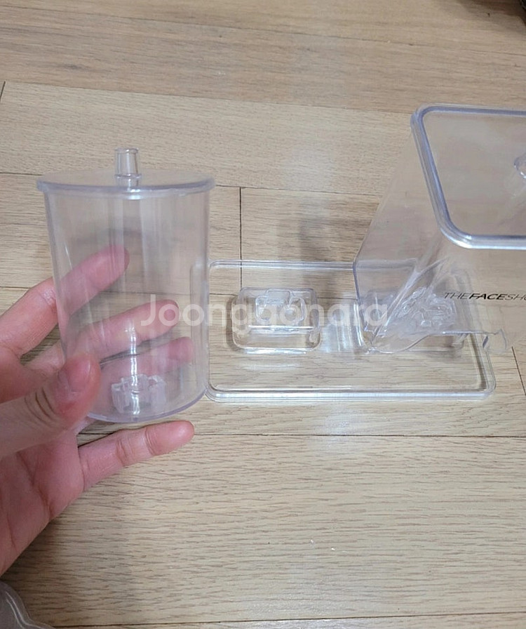 화장솜 면봉 2구 투명 보관함+ 미샤 투명붓 드림--4