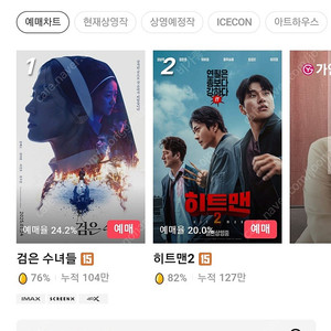 CGV 빠른예매 / 2인 18000원 리클라이너 가능 / 히트맨2 검은수녀들 뽀로로 포켓몬 말할수없는비밀 브로큰 등