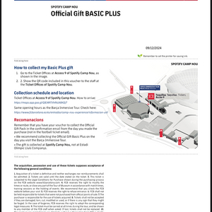 캄프누 뮤지엄 티켓 & 기프트 (바르셀로나 경기표 베이직 플러스 상품) 판매 (2장, 25/05/25까지)