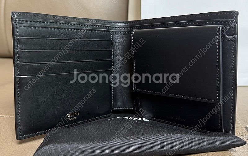 셀린느 트리옹프 캔버스 코인 동전 컴파트먼트 반지갑 블...--7