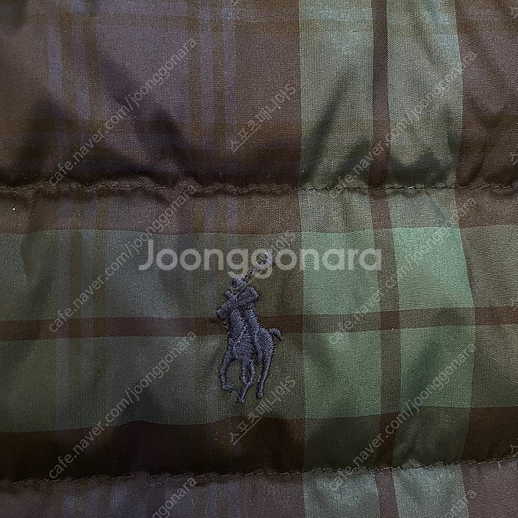 폴로 블랙와치 다운 후드경량패딩 M 타탄체크--4