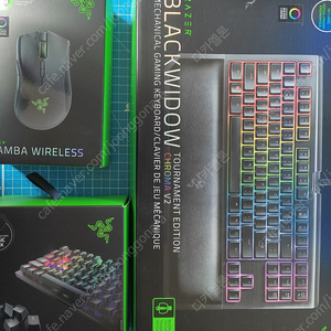 RAZER BLACKWIDOW V2 TE 블랙위도우 V2 TE 녹축 + PBT 키캡 + RAZER MAMBA WIRELESS 맘바 무선 마우스 세트