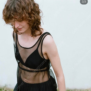 (구해요) 모노하 Monoha organza string sleeveles black 오간자 스트링 슬리브 블랙 구해요