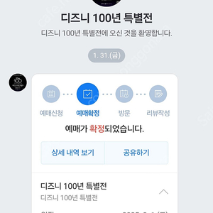 디즈니100주년특별전 2월1일 티켓