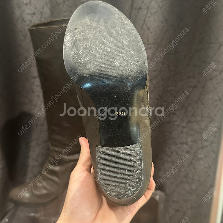[거의 새 거] 성수동 수제 가죽 여성 롱부츠 카키브라...--2