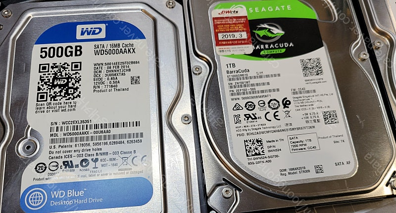 3.5인치 중고 시게이트 WD 도시바 하드디스크 500GB 1TB 판매--1