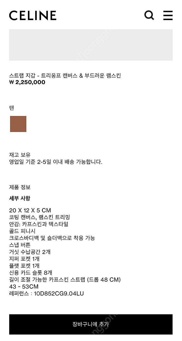 셀린느 트리오페 캔버스 월렛 온 스트랩 백--4