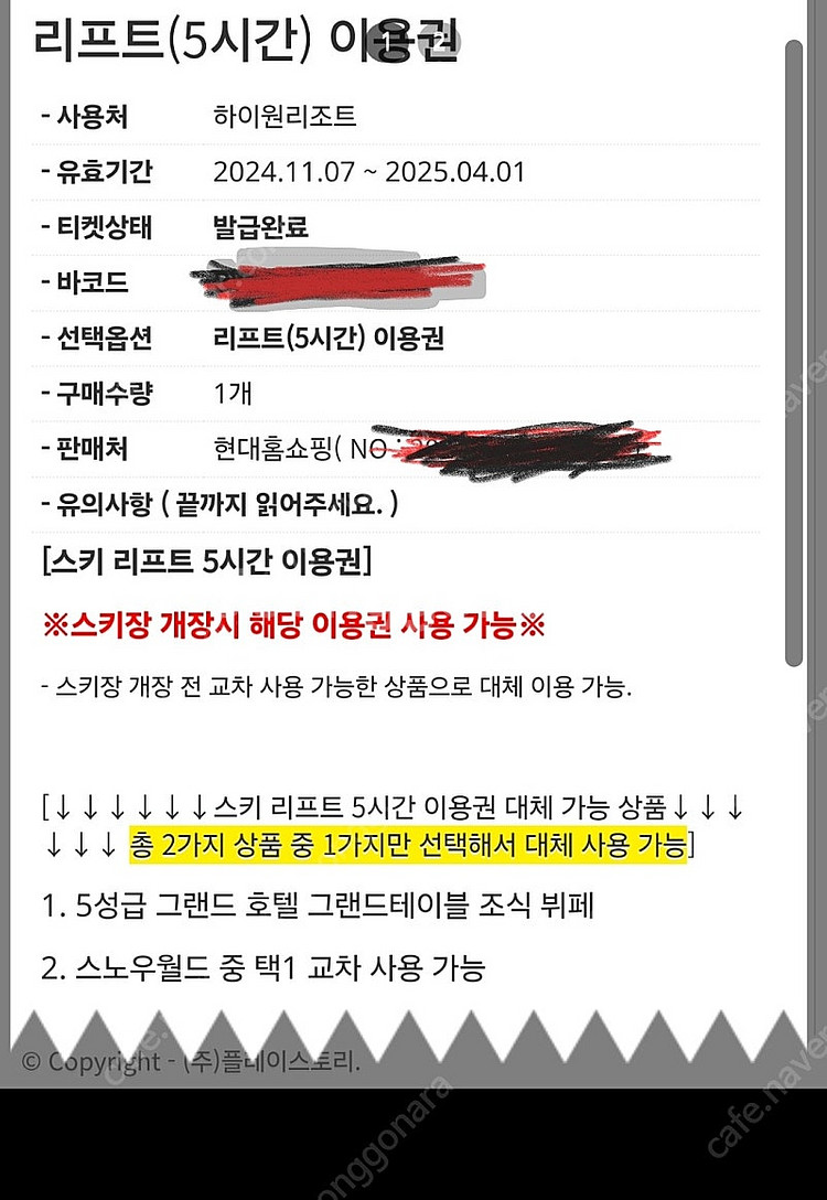 하이원 리프트권 5시간 3.9만원--0