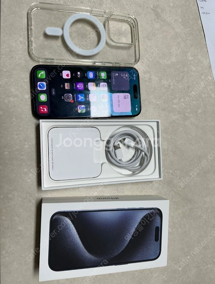 아이폰15pro 128기가 티다늄블루 팝니다.--5