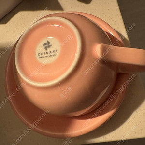 오리가미 8oz 라떼컵 + 소서 핑크색 10개 세트 일괄판매