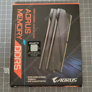 GIGABYTE AORUS DDR5-5200 CL40 패키지 피씨디렉트 32GB(16Gx2) 국내 정품 팝니다.