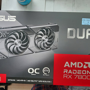 ASUS DUAL 라데온 RX 7800 XT O16G OC D6 16GB 미개봉 새제품 팝니다.