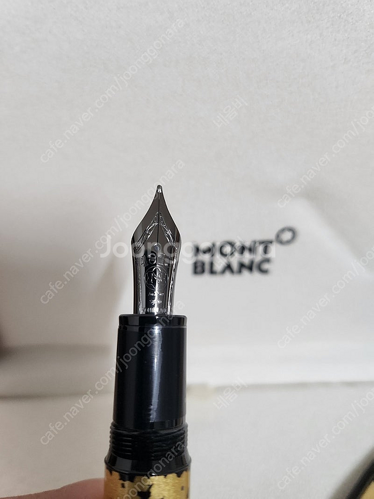 몽블랑 마이스터스틱 솔리테어 골드 리프 캘리그라피 만년...--5