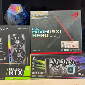 i9-9900k, z390 hero, evga 3080ti, corsair h150i pro등 개별팝니다.