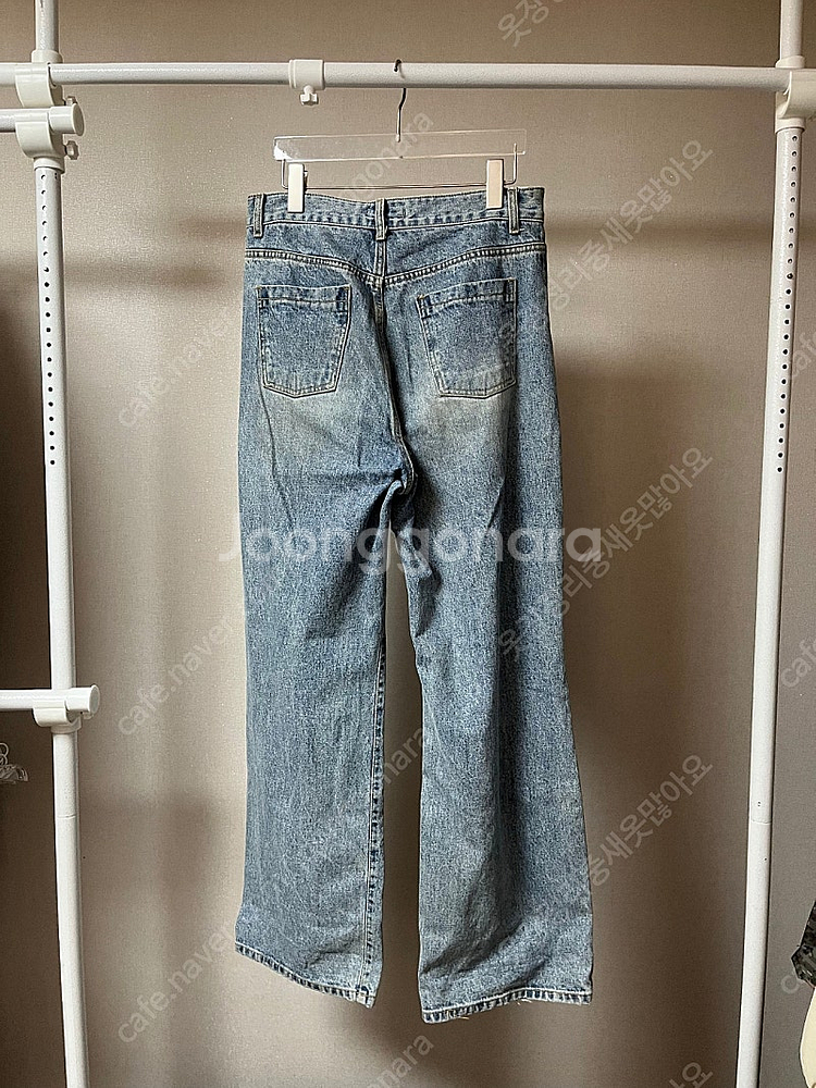 남자 와이드 청바지 데님 팬츠 연청--1
