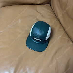 Supreme 슈프림 캠프캡 모자 (Leather Green/White)