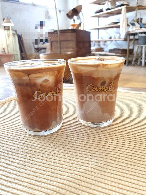 카멜커피 유리컵--0