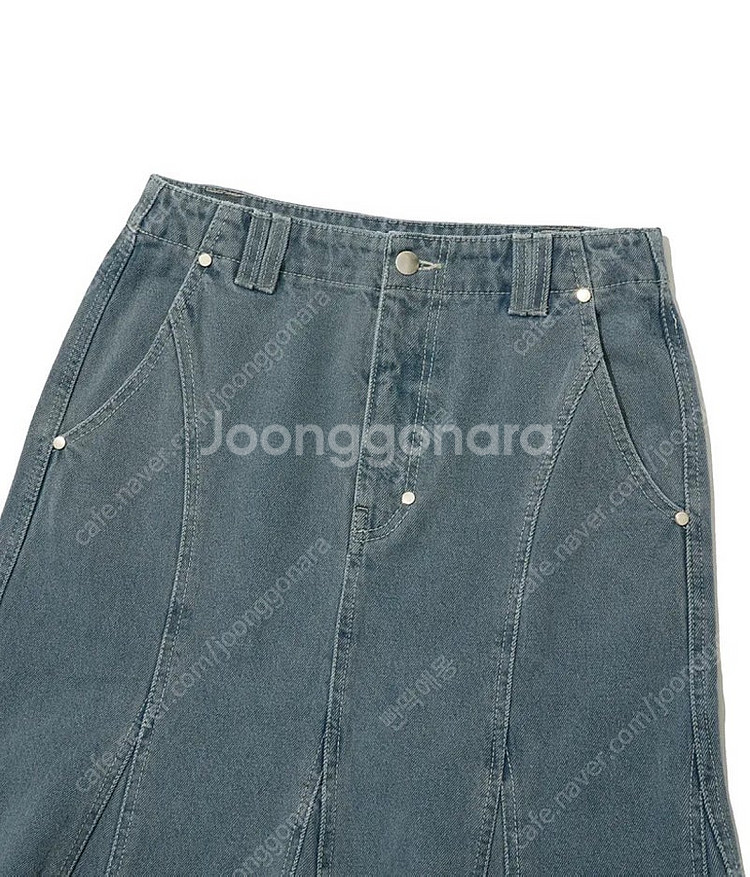 파르티멘토 워시드 고어드 플레어 스커트 그레이--6