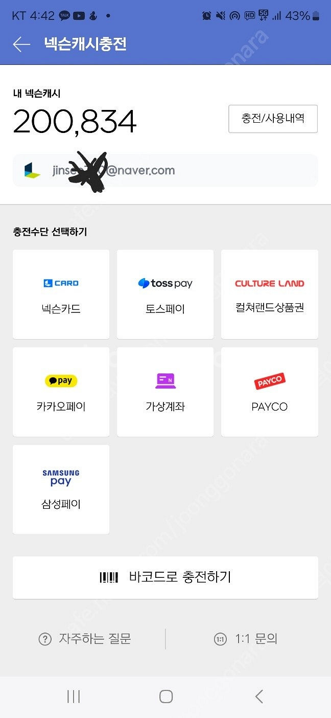 넥슨캐시 20만원 (충전됐음) 판매합니다--0