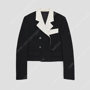 렉토 IVORY CONTRAST COLLAR SINGLE SHORT JACKET (BLACK)