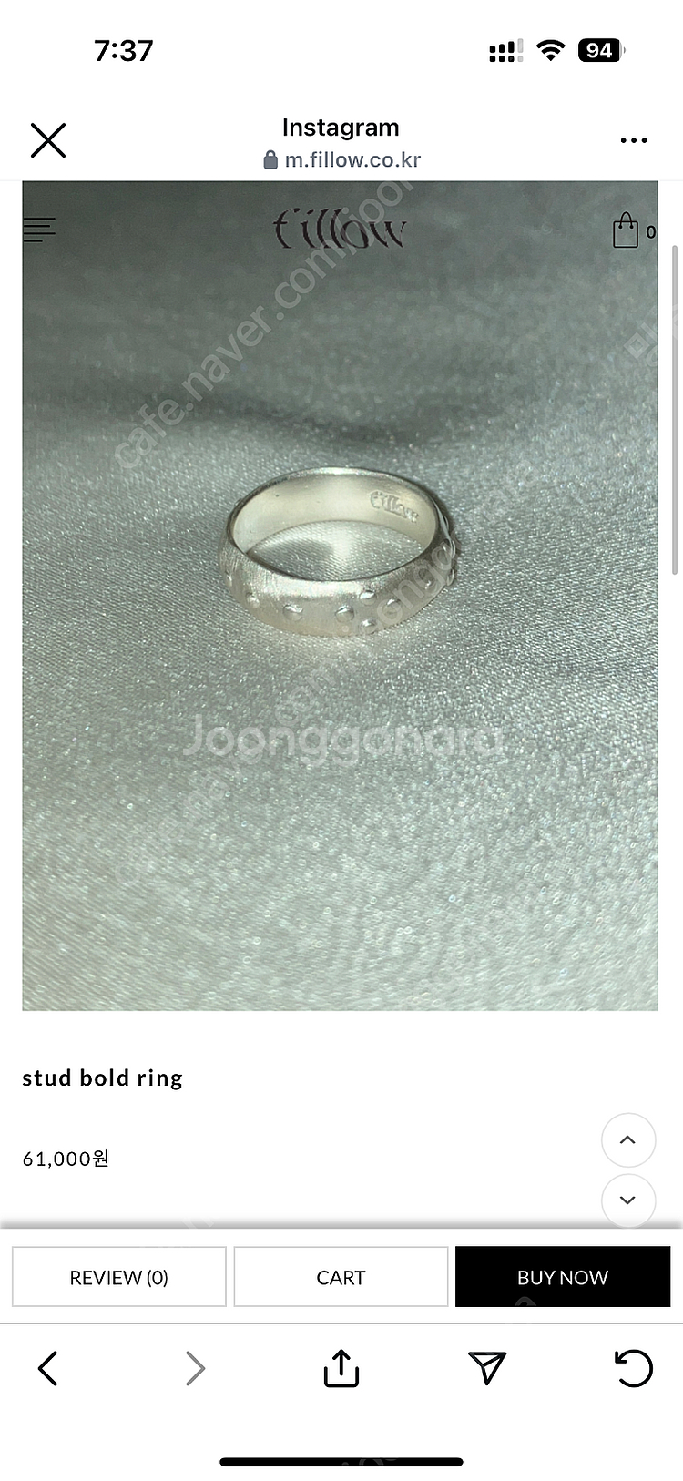 필로우 fillow stud bold ring (실버9...--0
