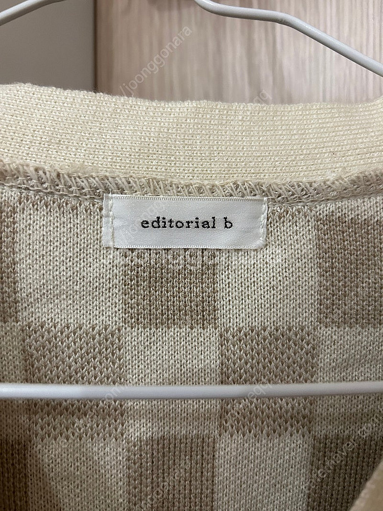 바이미나 깅엄체크가디건 베이지--1