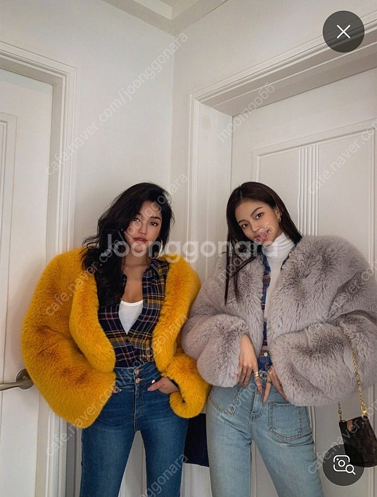 립합 뉴욕크롭퍼 새상품 옐로우 퍼자켓--2