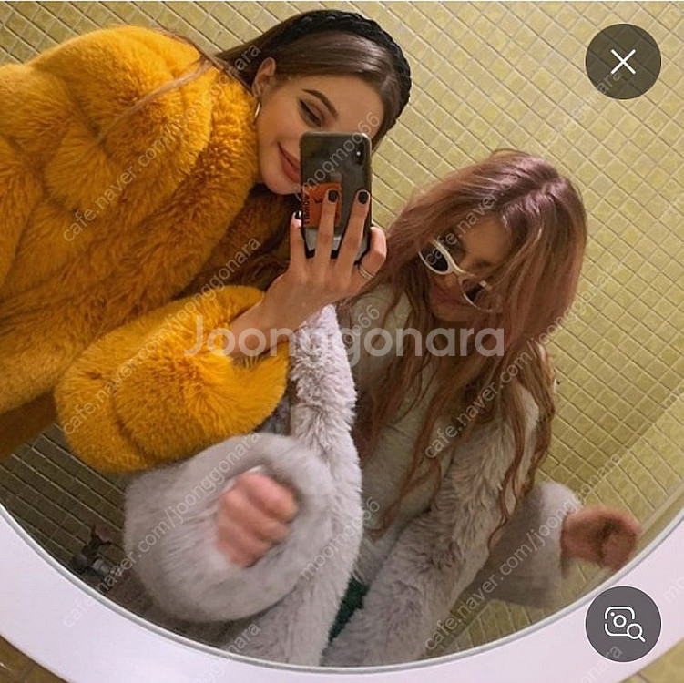 립합 뉴욕크롭퍼 새상품 옐로우 퍼자켓--4