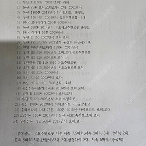 중고사출기 보유 목록