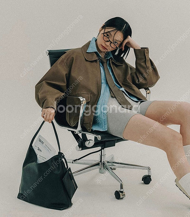 [그로브스토어] 루쏜 가죽 점퍼 베이지색 free--2