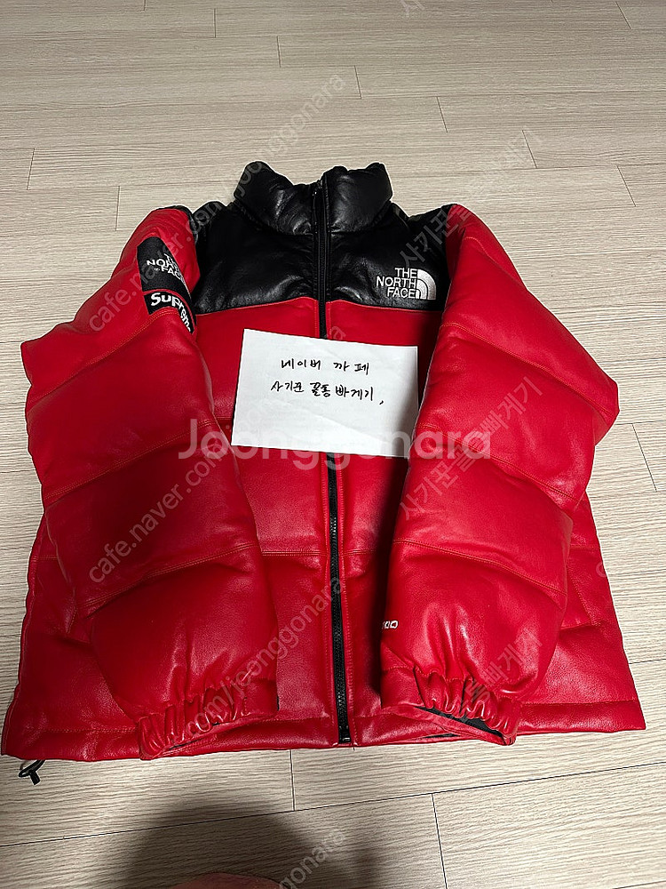 슈프림 레더 눕시 검빨 라지--0