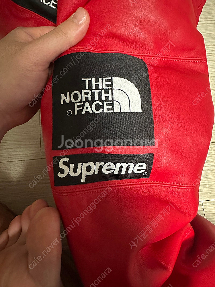 슈프림 레더 눕시 검빨 라지--8