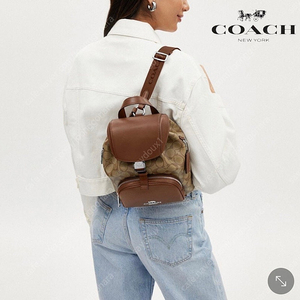 새상품 코치 COACH 페이스 백팩 시그니처 캔버스 카키 미니백팩 CR130