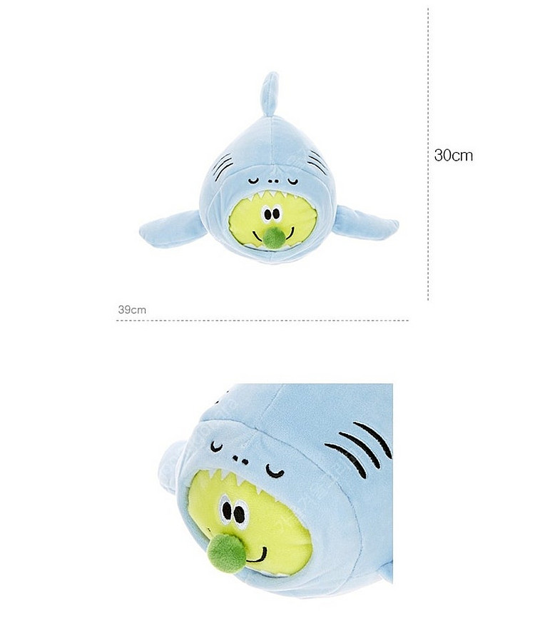 버터 상어 쓴 브로콜리 봉제 인형 쿠션 35cm--4