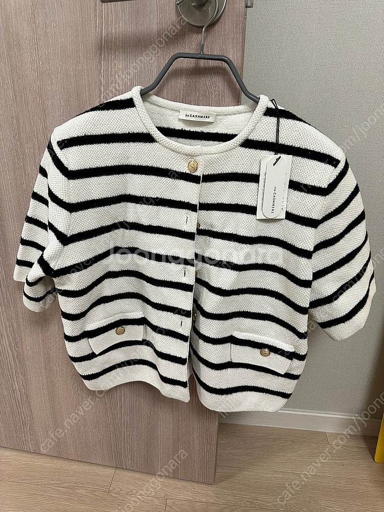 한섬 비품 더캐시미어 스트라이프 하프 니트 자켓 90(66)--2