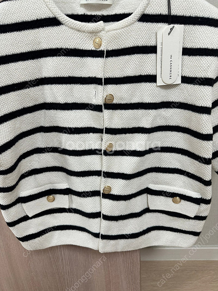 한섬 비품 더캐시미어 스트라이프 하프 니트 자켓 90(66)--4