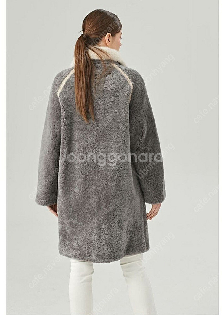 !!@진도모피 밍크카라 양가죽 무스탕 그레이--5