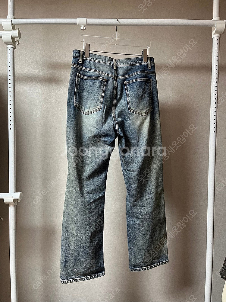 남자 세미와이드 찢청 데님 팬츠 청바지--1
