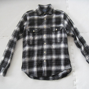 드레익스 / Black and White Check Brushed Cotton Two-Pocket Work Shirt / M