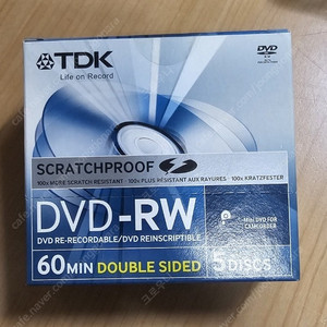 TDK MINI DVD-RW 2.8GB 60min 1~2X 5장