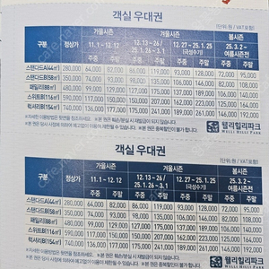 웰리힐리 VIP 쿠폰북 양도합니다. (객실, 리프트, 렌탈, 식음료 모두 가능)