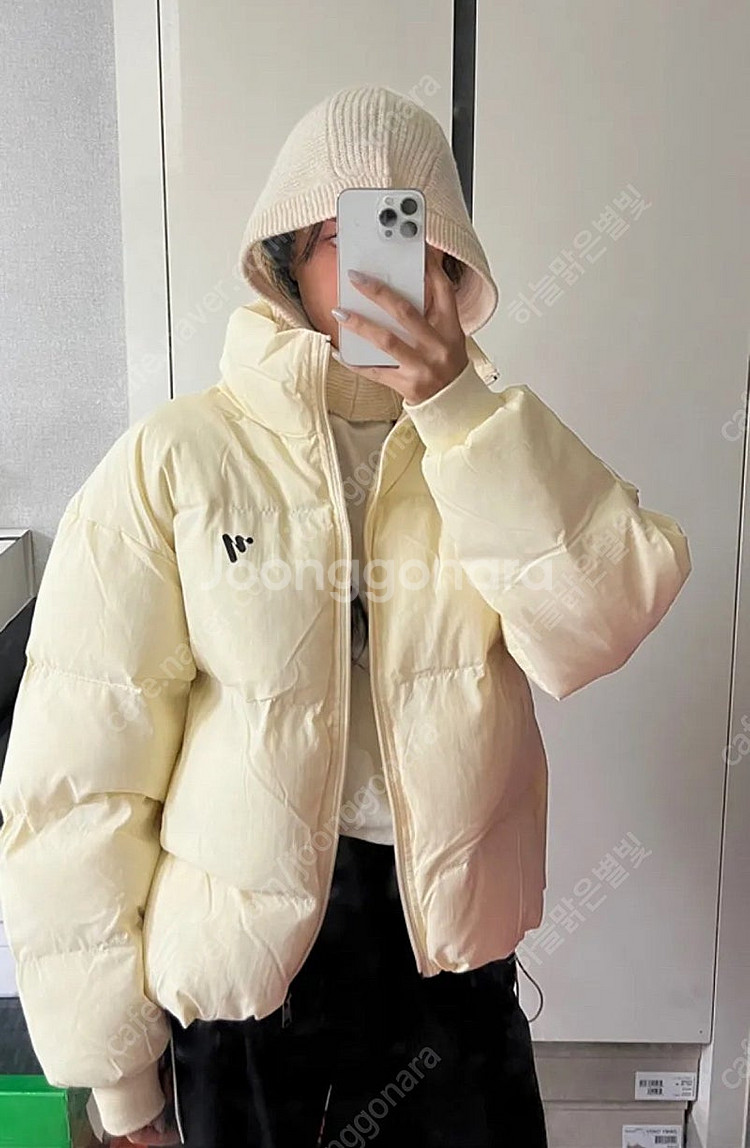 닉앤니콜 미니멀 하이넥 푸퍼 패딩 점퍼_크림 S--1