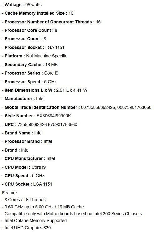 CPU I9-9900K 팜.--0
