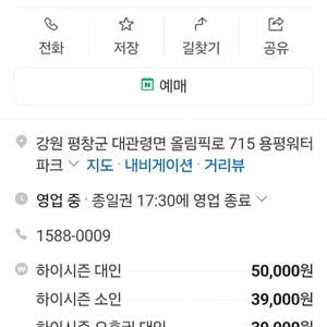 용평 워터파크 성인 종일권 2인