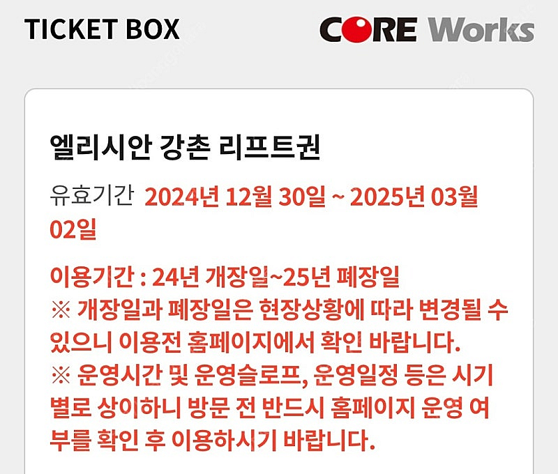 엘리시안 강촌 주중리프트권--0